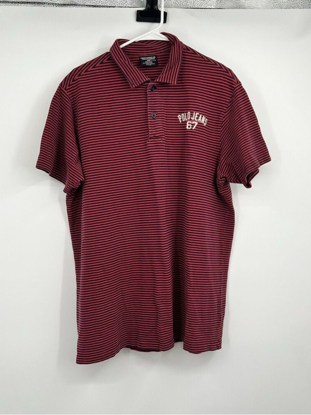 Apollo Jeans Maroon and Black Striped Polo